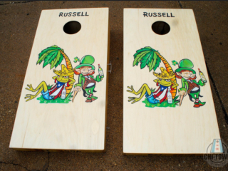 Chi-Town Custom Cornhole Boards on X: Cherry stain, hand painted