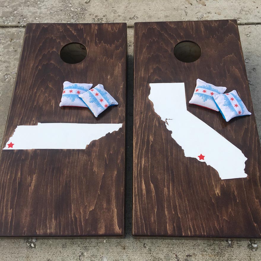Tennesse and California State Flag Custom Cornhole Stained Set