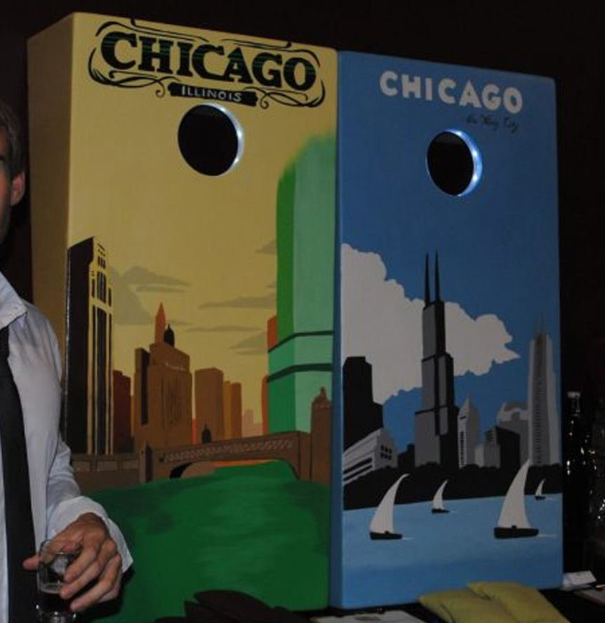 Chicago Old School Posters Custom Cornhole Set